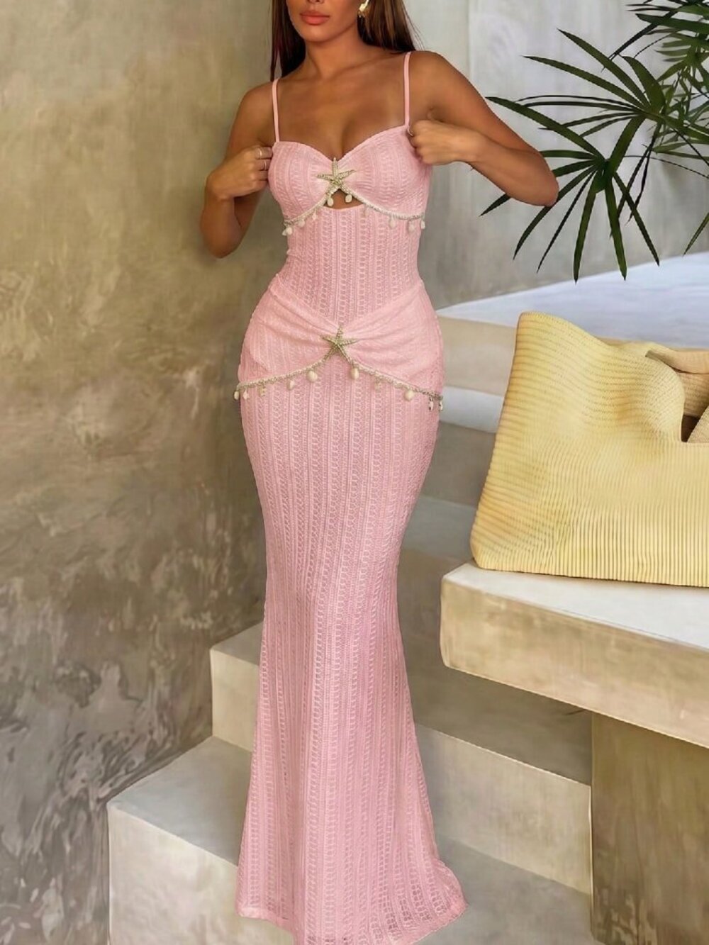 Pink Casual Women's One-Piece Beach swimsuit matching coverup skirt